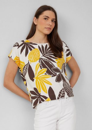 s.Oliver Elastisches T-Shirt aus Viskosestretch im Relaxed Fit - ecru