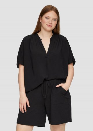 s.Oliver Loose-Fit-Bluse mit Stehkragen - schwarz