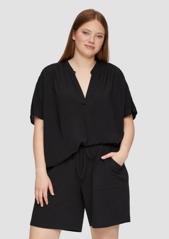 s.Oliver Loose-Fit-Bluse mit Stehkragen - schwarz