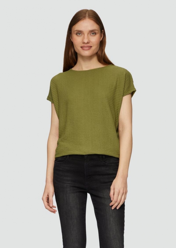 s.Oliver T-Shirt mit Musterstruktur - guacamole