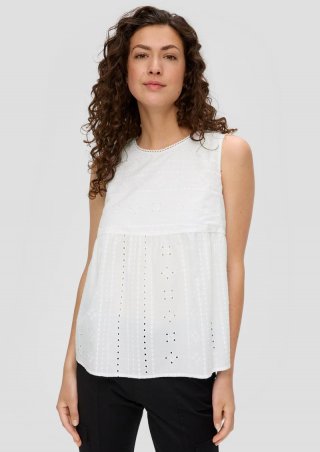 s.Oliver Blusenshirt mit All-over-Stickerei - weiß