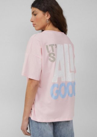 s.Oliver Boyfriend-Shirt mit Front- und Backprint - zartrosa