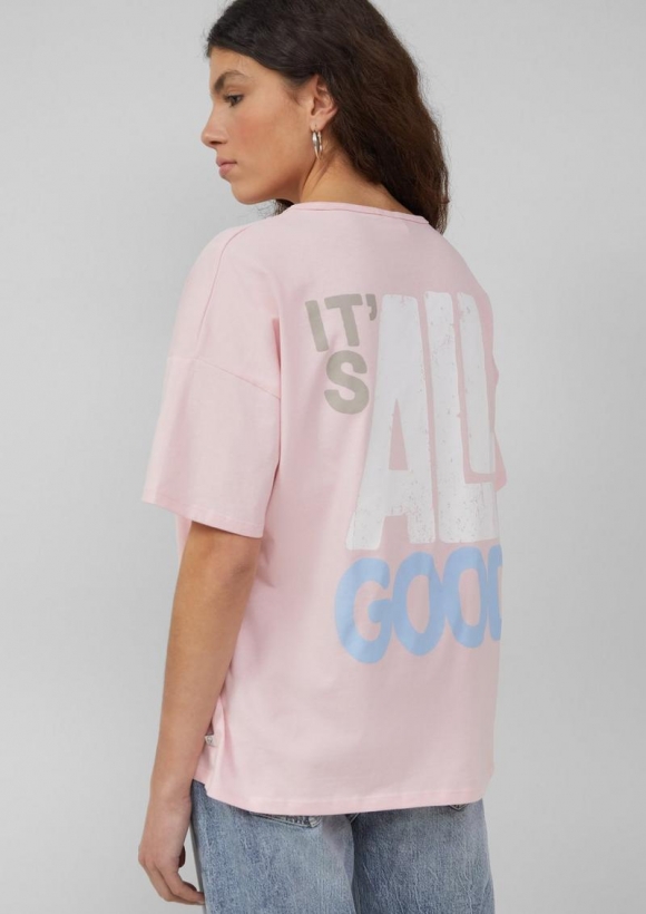 s.Oliver Boyfriend-Shirt mit Front- und Backprint - zartrosa