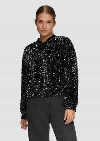 s.Oliver Samtblouson mit Pailletten - schwarz