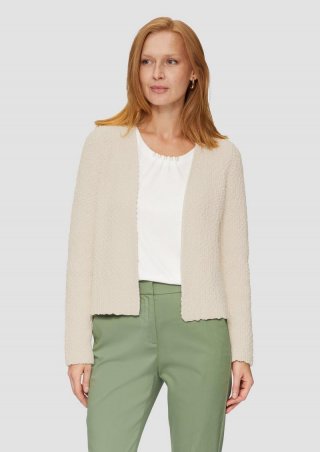 s.Oliver Offene Strickjacke mit Glitzergarn - ecru