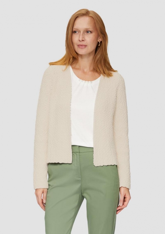 s.Oliver Offene Strickjacke mit Glitzergarn - ecru