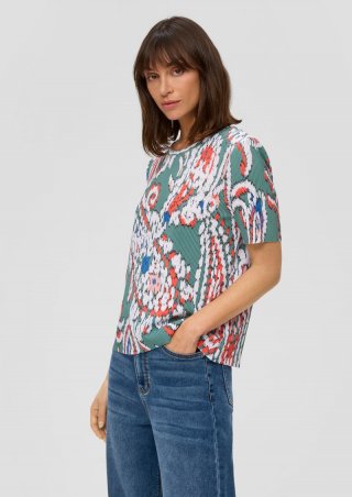 s.Oliver T-Shirt mit Plisseefalten - dunkles türkis