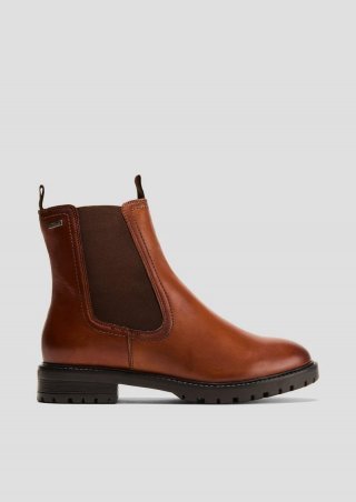 s.Oliver Chelsea Boots aus Schafsleder - cognac