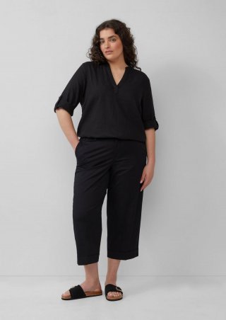s.Oliver High-Rise-Culotte aus Baumwollstretch mit Bügelfalten - schwarz