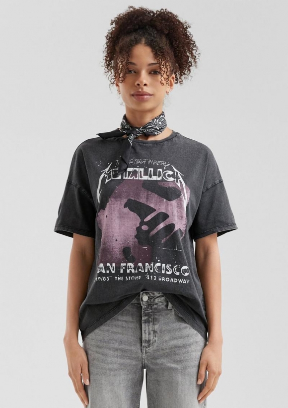 s.Oliver Metallica® Band-Shirt mit Wascheffekt - schwarz