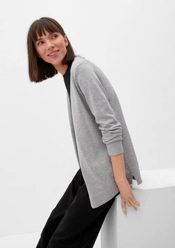 s.Oliver Strickjacke aus Viskosemix - grau meliert