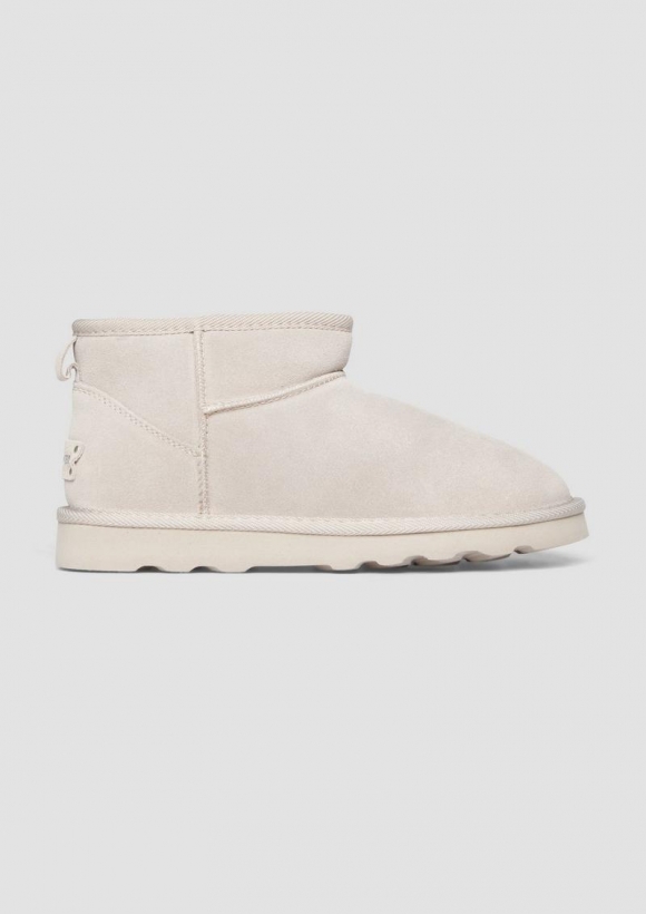 s.Oliver Flache Stiefel aus Leder - hellgrau