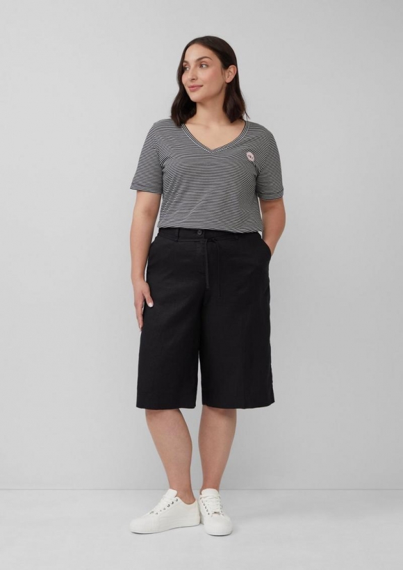 s.Oliver Leinen-Bermuda im Regular Fit - schwarz