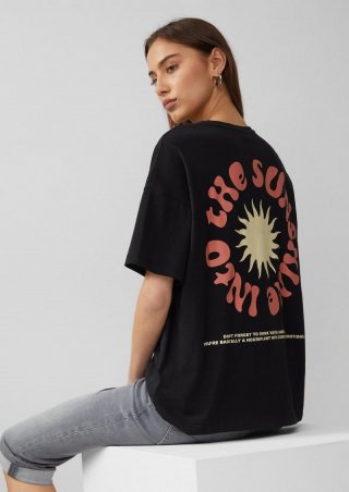 s.Oliver Baumwollshirt mit Rückenprint - schwarz