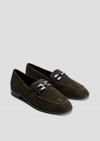 s.Oliver Slipper mit Schmuck-Detail - tannengrün