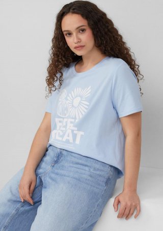 s.Oliver Baumwollshirt mit Frontprint - hellblau