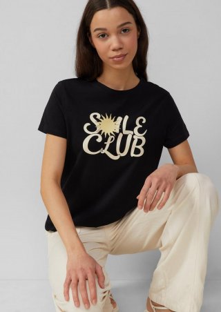 s.Oliver Baumwollshirt mit Frontprint - schwarz