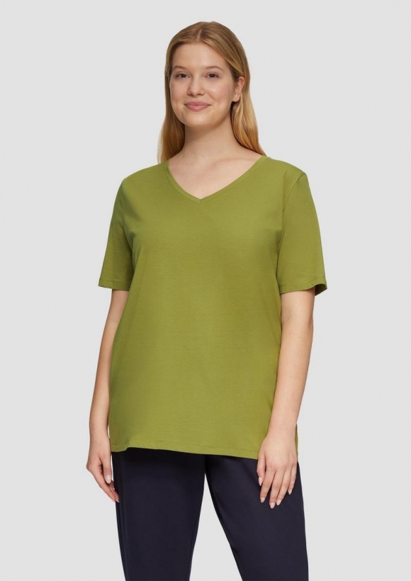 s.Oliver T-Shirt mit V-Ausschnitt - guacamole