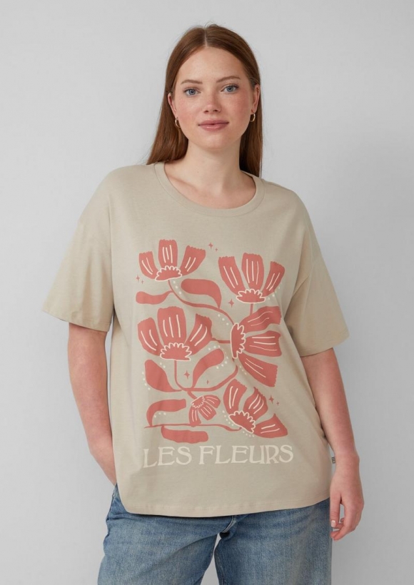 s.Oliver T-Shirt mit Frontprint - beige
