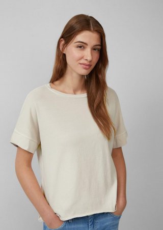 s.Oliver Gewaschenes T-Shirt mit Ziernähten im Relaxed Fit - beige