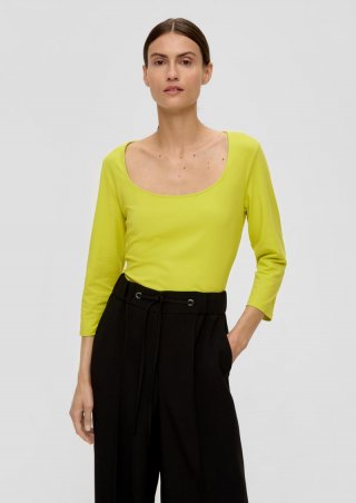 s.Oliver Longsleeve aus Baumwollstretch - gelb