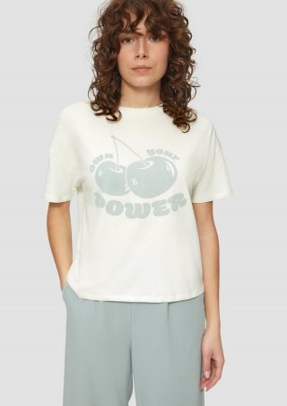 s.Oliver Printshirt mit überschnittener Schulter - creme