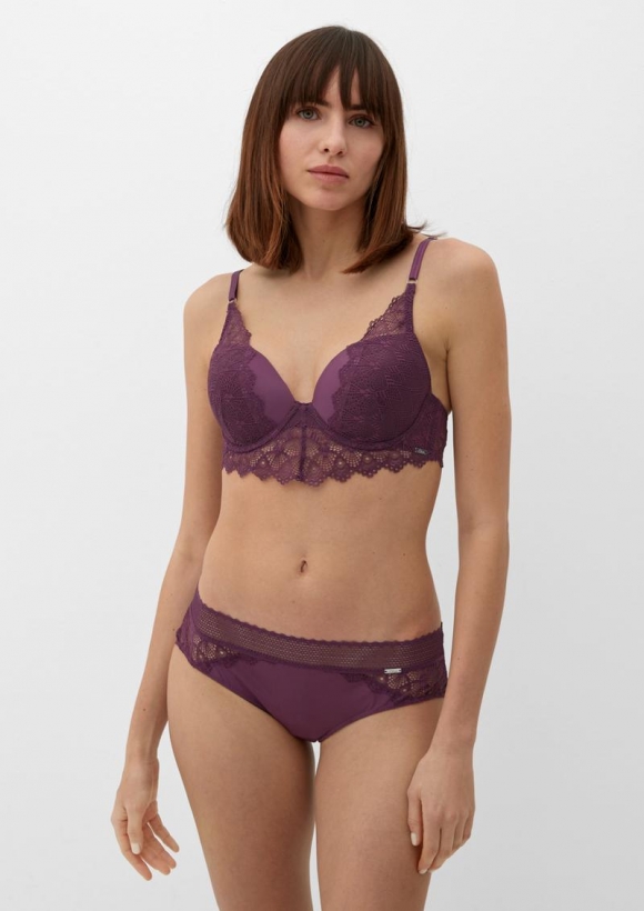 s.Oliver Push-Up BH mit Spitzendetails - aubergine