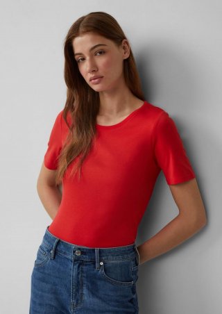 s.Oliver T-Shirt aus Interlockjersey im Slim Fit - rot
