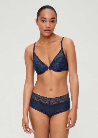 s.Oliver Highwaist-Slip mit Spitze - tiefblau