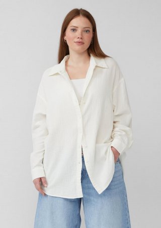 s.Oliver Hemdbluse aus Musselin im Oversize-Schnitt - creme