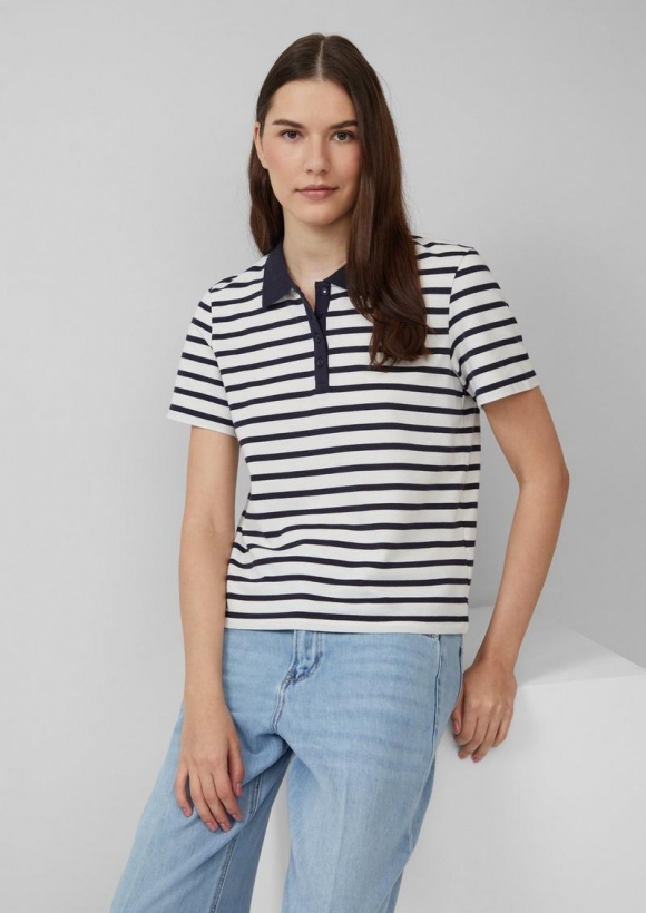 s.Oliver Verkürztes Poloshirt aus Baumwollpiqué - navy