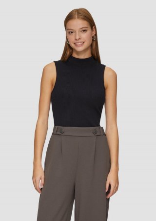 s.Oliver Verkürztes Ripptop mit Turtleneck - schwarz