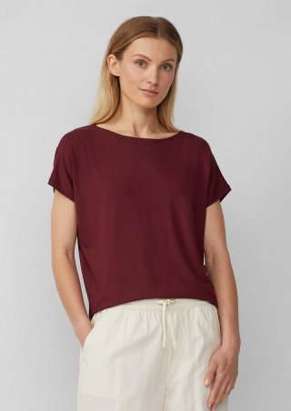 s.Oliver Fließendes Jersey-Shirt mit überschnittenen Schultern - bordeaux