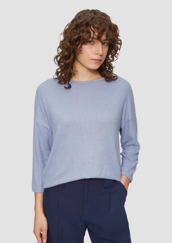 s.Oliver Weiches Shirt aus Viskosemix in Melange-Optik - blassblau