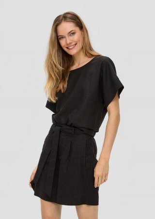 s.Oliver Shorts aus Leinenmix mit Gummizug - schwarz