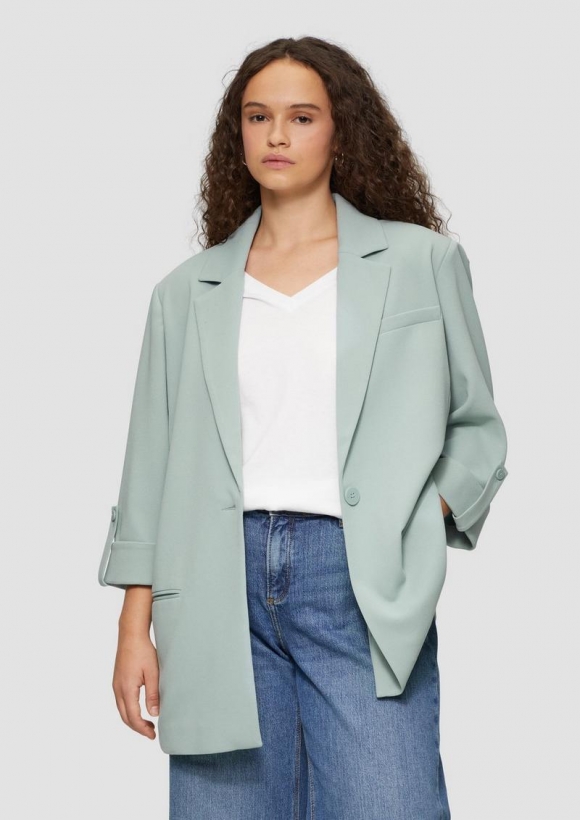s.Oliver Blazer mit Turn-up-Ärmeln - salbeigrün