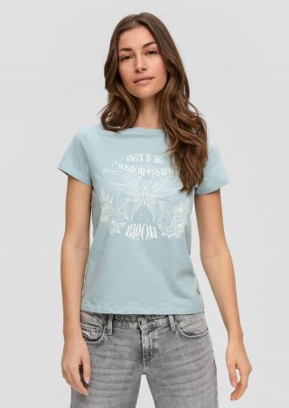 s.Oliver T-Shirt mit Frontprint - helles türkis