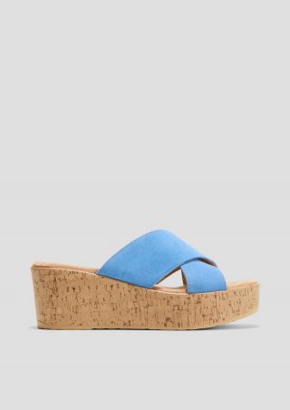 s.Oliver Sandalen aus Leder mit Keilabsatz - blau