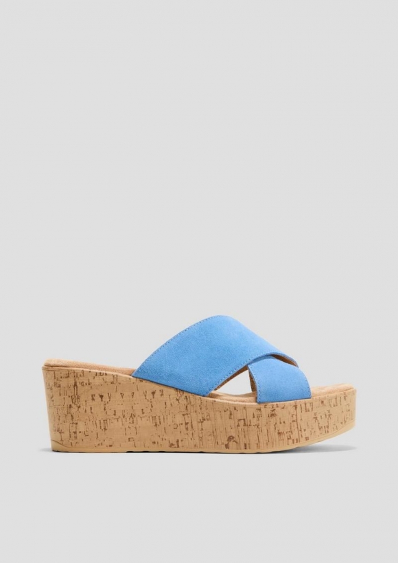 s.Oliver Sandalen aus Leder mit Keilabsatz - blau