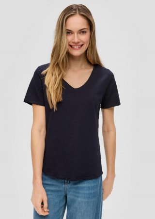 s.Oliver T-Shirt mit V-Ausschnitt - navy