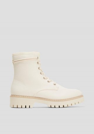 s.Oliver Schnürstiefel in Leder-Optik - creme