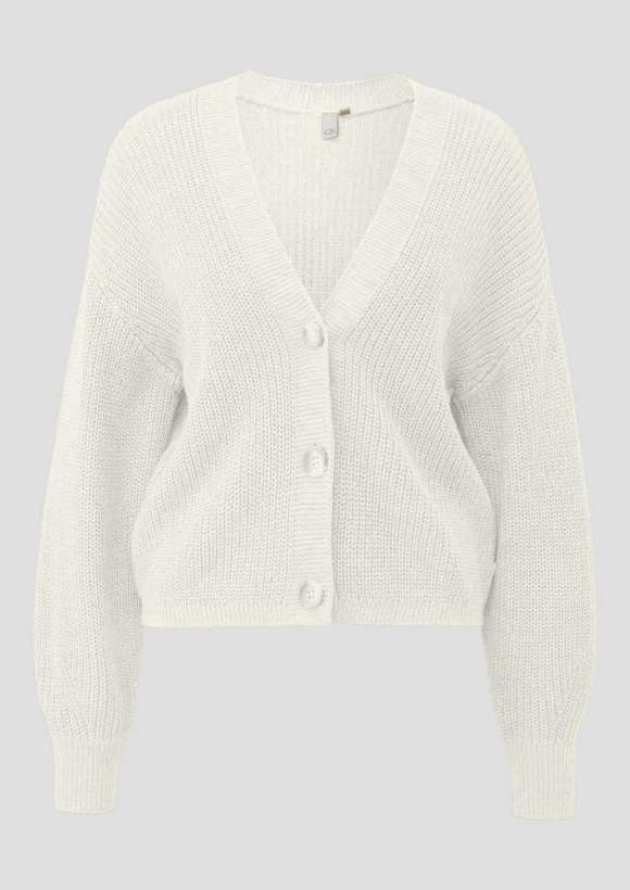 s.Oliver Melierte Strickjacke aus Baumwollmix - ecru