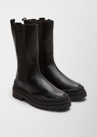 s.Oliver Stiefel in Leder-Optik - schwarz