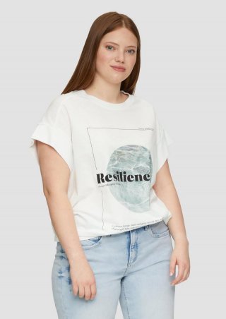 s.Oliver Ärmelloses Shirt mit Artwork und Rippblende - weiß