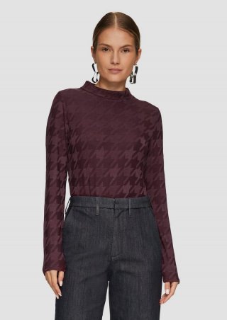 s.Oliver T-Shirt mit Hahnentrittmuster - lila