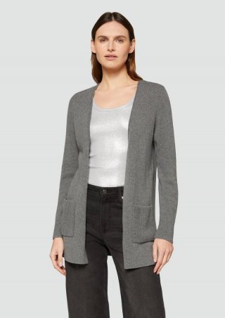 s.Oliver Lange Strickjacke mit Rippbündchen - graphit