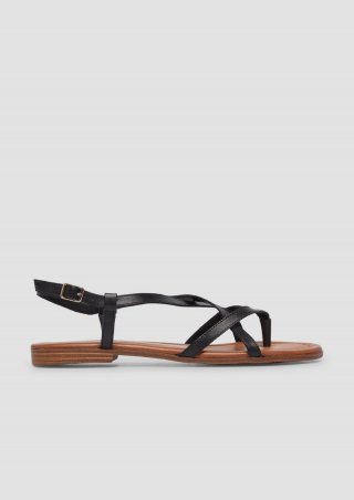 s.Oliver Riemchen-Sandalen aus Leder - schwarz
