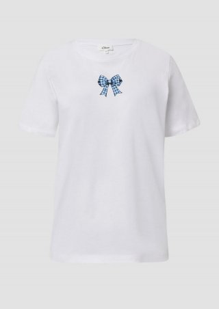 s.Oliver Baumwollshirt mit Stickerei | Volksfest - weiß