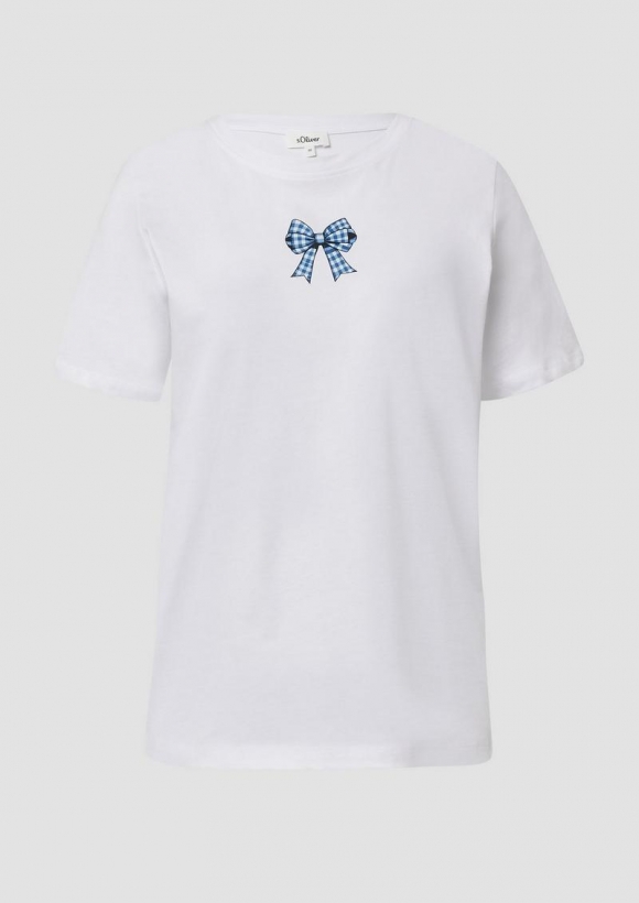 s.Oliver Baumwollshirt mit Stickerei | Volksfest - weiß