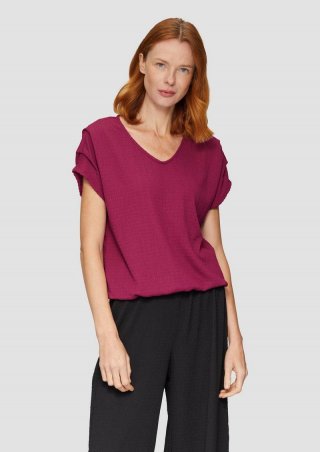 s.Oliver Crinkle-Shirt mit Falten-Detail am Ärmel - fuchsia